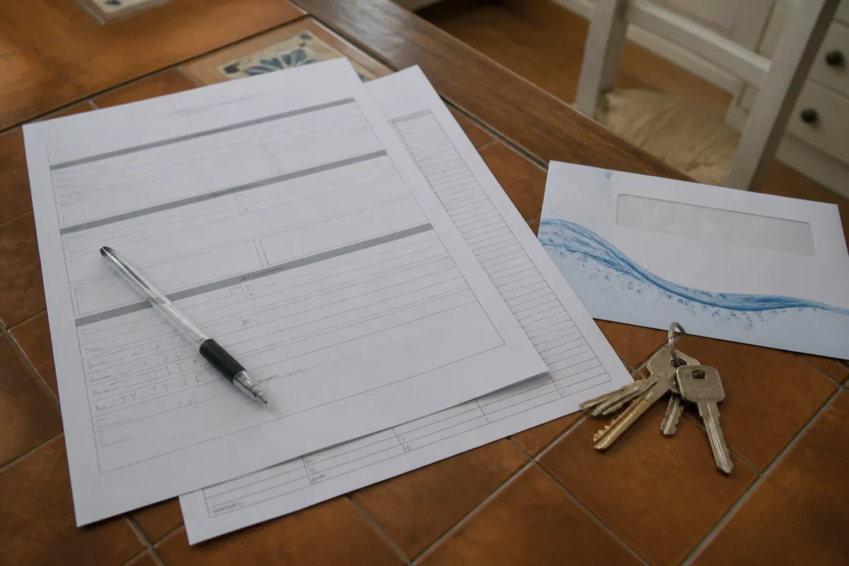 Documentación y llaves de casa para gestionar un boletín de agua en Murcia